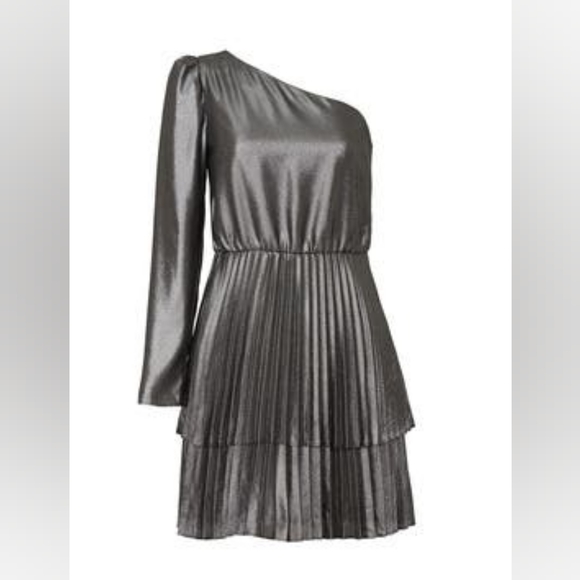 Derek Lam Collective Metallic One Shoulder Dress Sz 46 - Picture 5 of 9